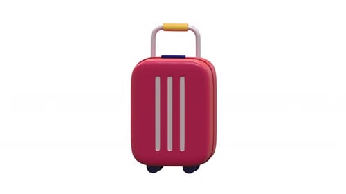 Animated 3D Red Suitcase Travel Icon