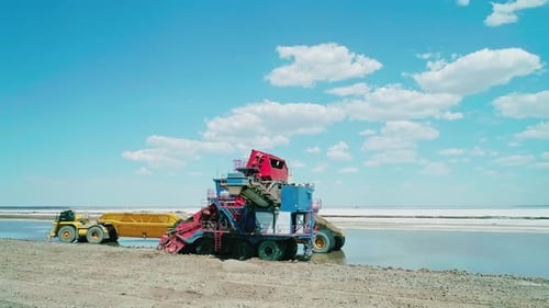 Aerial View of Natural Salt Production at Lake Baskunchak in the Southwest Russia