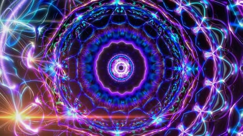 Experience a Vibrant Abstract Mandala Animation with Neon Lights That Captivates your Senses