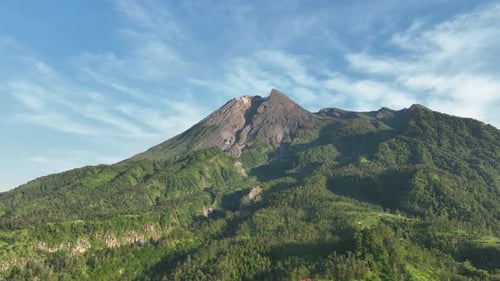 Aerial View of Mount Merapi in the Morning