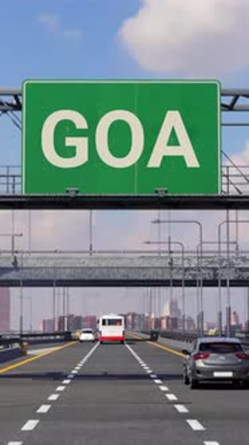 GOA Road sign on Highway Vertical Video