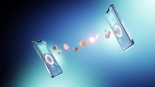 Illustration des mobilen Geldtransfers per Smartphone-Technologie