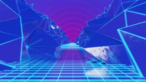 Retro wave Event Concert Stage design Editors and VJs Retrowave VJ video game landscape