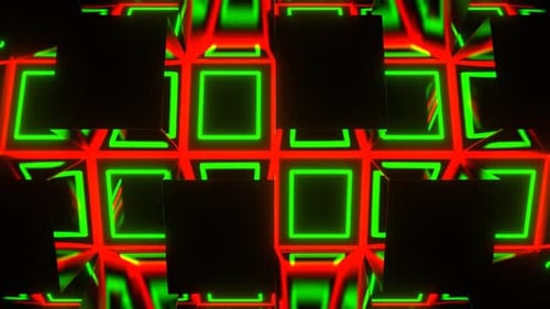 Green And Red Cylindrical Neon Moving Background Vj Loop In HD