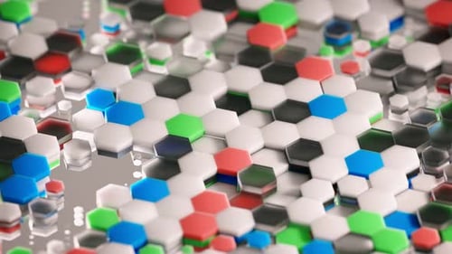 Dynamic Geometric Hexagon Pattern with Rising and Falling Tiles