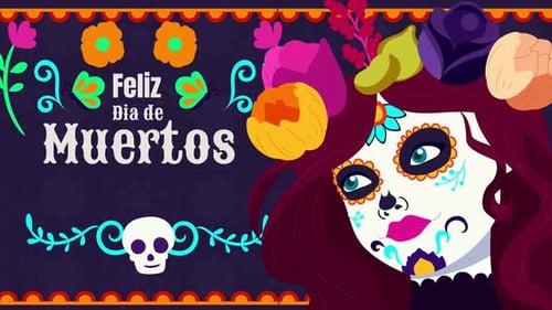 Feliz Dia de Muertos Calavera Woman Greeting Card Animation