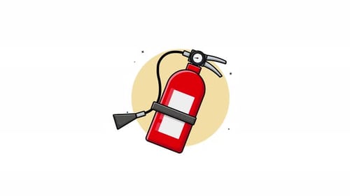 4k Fire Extinguisher. Emergency Response Equipment Concept Animation Video