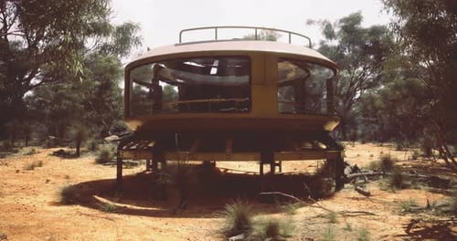Rotating Futuristic Sci-Fi Building in Arid Landscape