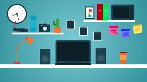 Laptop Home Office Workspace Background Personal Computer Desk Animation