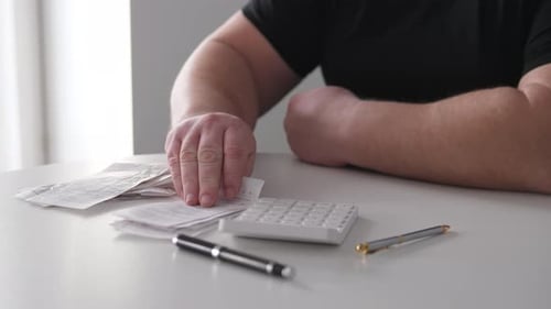 Office Worker Managing Tasks Bookkeeper Examining Bills And Budget Details Attentively Employee At