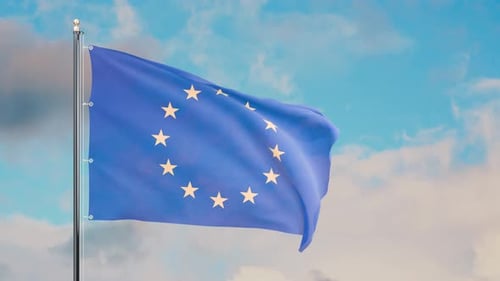 European Union Flag Waving in Realistic 3D Animation