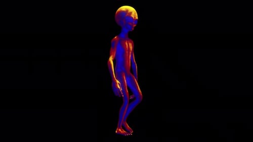 Futuristic 3D Alien Walking Animation Thermal Effect