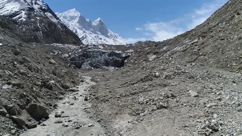 Gomukh Uttarakhand,India is 18 km from Gangotri in the foot hills of Bhagirathi at a height of 4255m