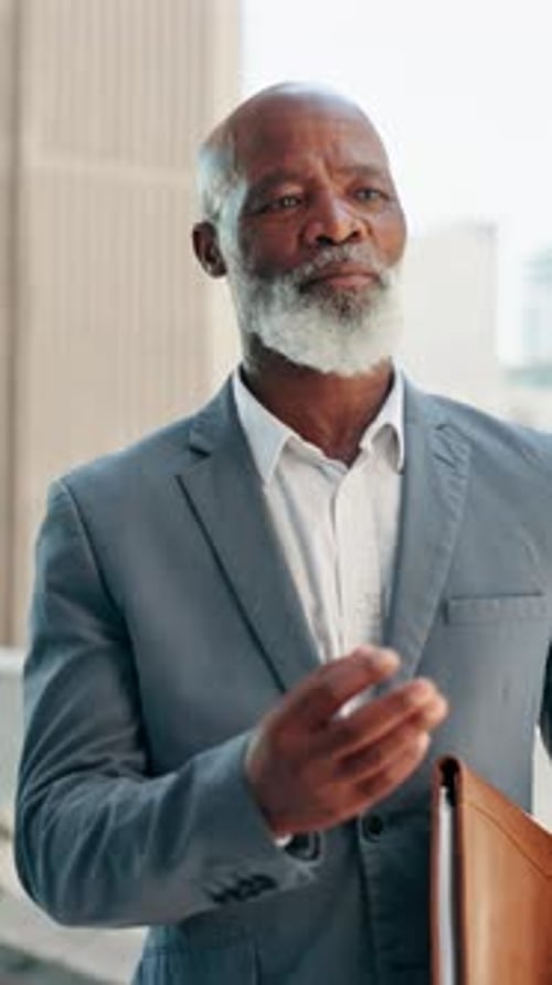 City, talking and black man in business meeting for real estate, discussion or proposal