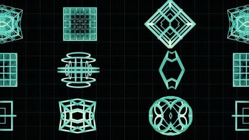 Abstract Geometric Wireframe Shapes Animated Loop