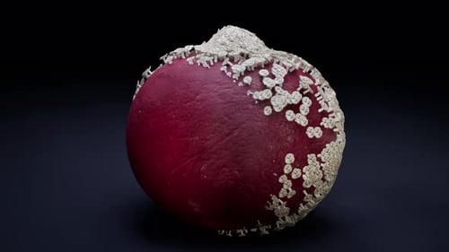 Organic Growth Spreading Over Red Sphere Animation