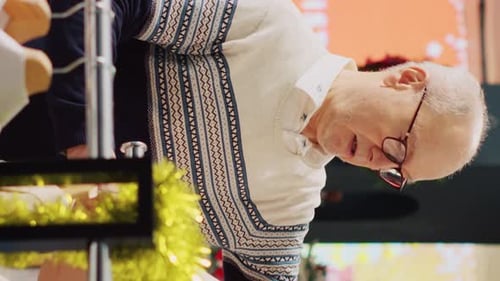 Vertical Video Senior Client in Festive Fashion Store