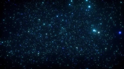 Abstract Blue Shimmering Particles Flying Loop Background