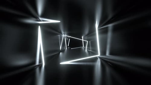 White Fantasy Tunnel Of Neon Sections Background VJ Loop In 4K