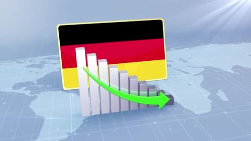 Germany Economic Decline Bar Chart Graph Downward Green Arrow