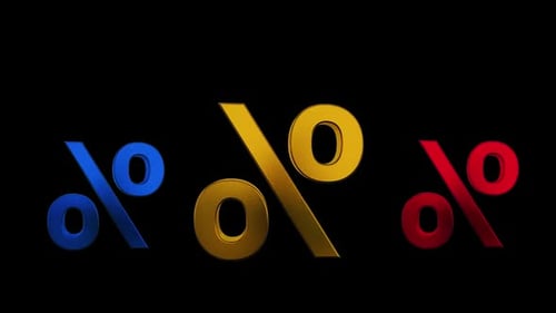Rotating Metallic 3D Percentage Symbols Animation