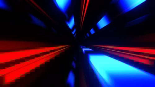 Blue And Red Striped Abstract Endless Neon Tunnel Background Vj Loop I 4K