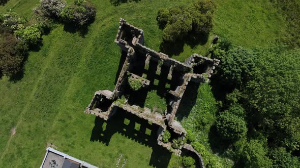 Raphoe Castle, County Donegal, Ireland, June 2023. Drone in Bird's Eye ...