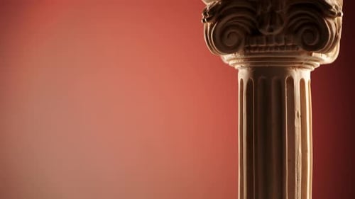 Greek Column Replica Against Red Background