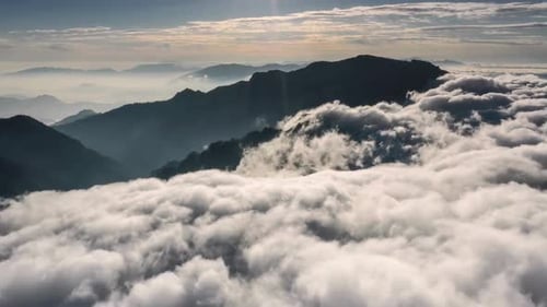 Cloudy Mountains and Natural Scenery, 4K Drone Shot