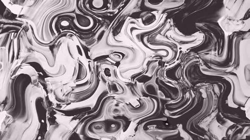 Dynamic Abstract Liquid Swirls Black and White Motion Background