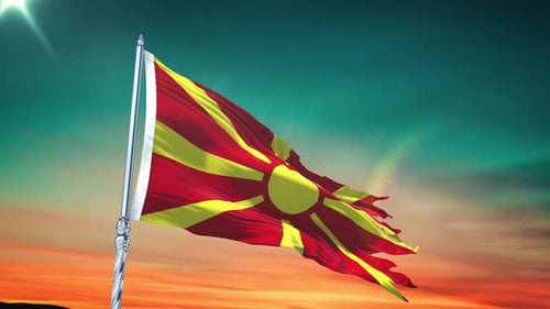 Realistic North Macedonia Flag Waving Animation