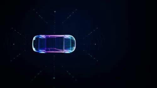 Futuristic Wireframe Car Digital Blueprint Animation