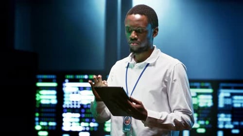 Specialist Checking Data Center Security