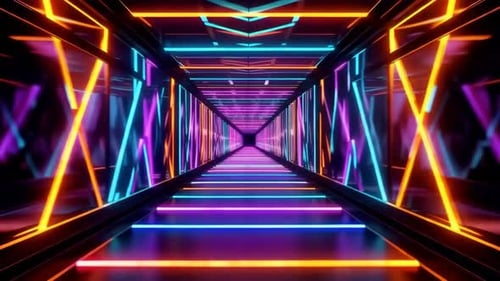 Cyberpunk Neon Light Tunnel Sci Fi Background Animation