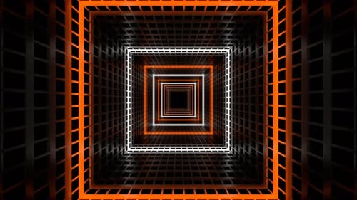 Orange And White Movement Of Light Through Grid Tunnel Background Vj Loop In 4K