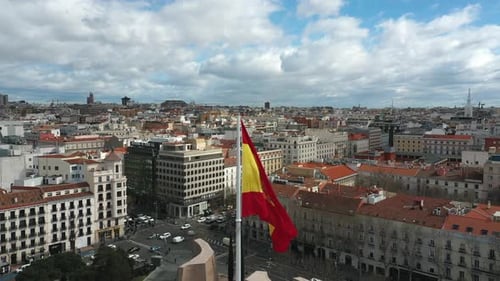 Hd Panoramic Drone View Of Madrid Downtown