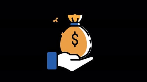 money with hand animation video design, save money icon motion, transparency background