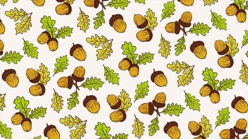 Acorns background pattern on a seamless loop