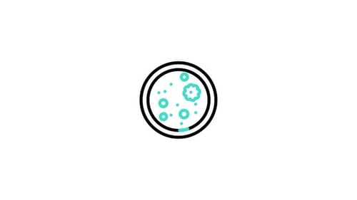 Flat Design Petri Dish Icon Animation with Cells