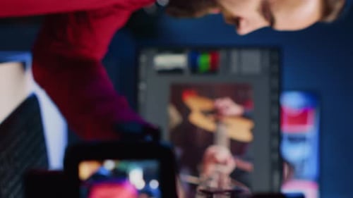 Video Editor Working at Bright Tech Workstation