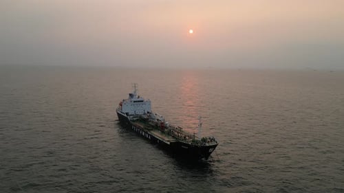 Oil tanker sailing at sea