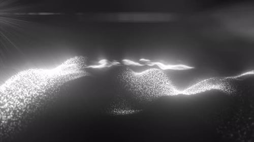 Schwarze und weiße Energiemagie, digitale futuristische Wellen mit Lichtstrahlen, Linien