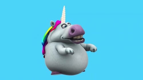 Fun 3D cartoon unicorn dancing (with alpha channel)