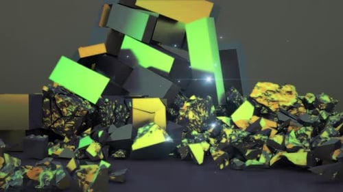 Fragments and Pieces Falling 3D Rendering