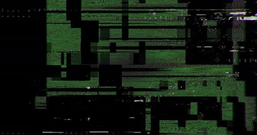 Corruption Sammlung: Ein schwarzer Science-Fiction-Hintergrund mit grünem, verzerrendem Übergangseffekt