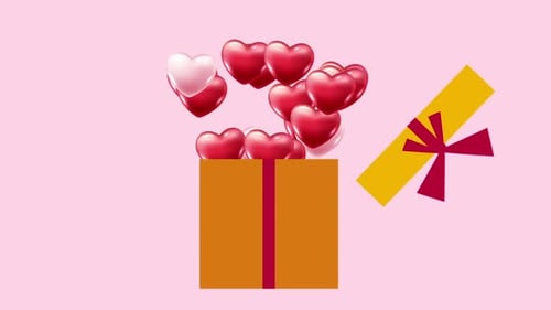 Animated Gift Box Opening with Floating Hearts