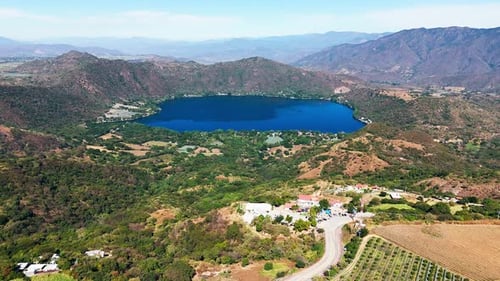 Breathtaking Aerial View Of Santa Maria Del Oro Lagoon In Nayarit, Mexican Magical Town