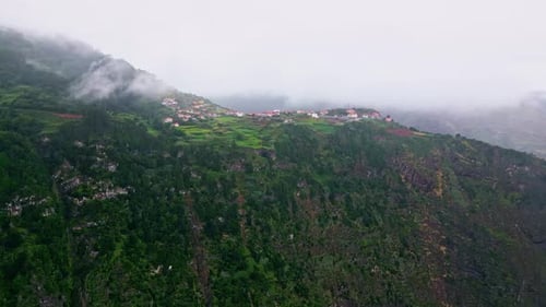 Aerial Green Hills Nature Cloudy Summer Day Panoramic Drone View Lush Forest