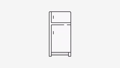 Animated Refrigerator Icon Line Art with Food Reveal