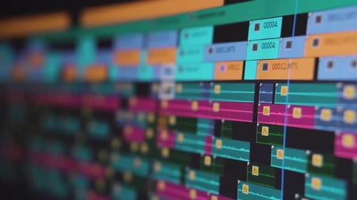 Video Editing Playhead Moving Across a Complex Timeline